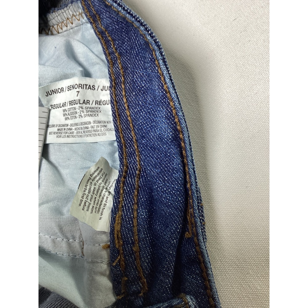 L.e.i Size 7 Low Rise Y2K Flare Jeans Medium Wash Stretch Denim - Picture 4 of 8